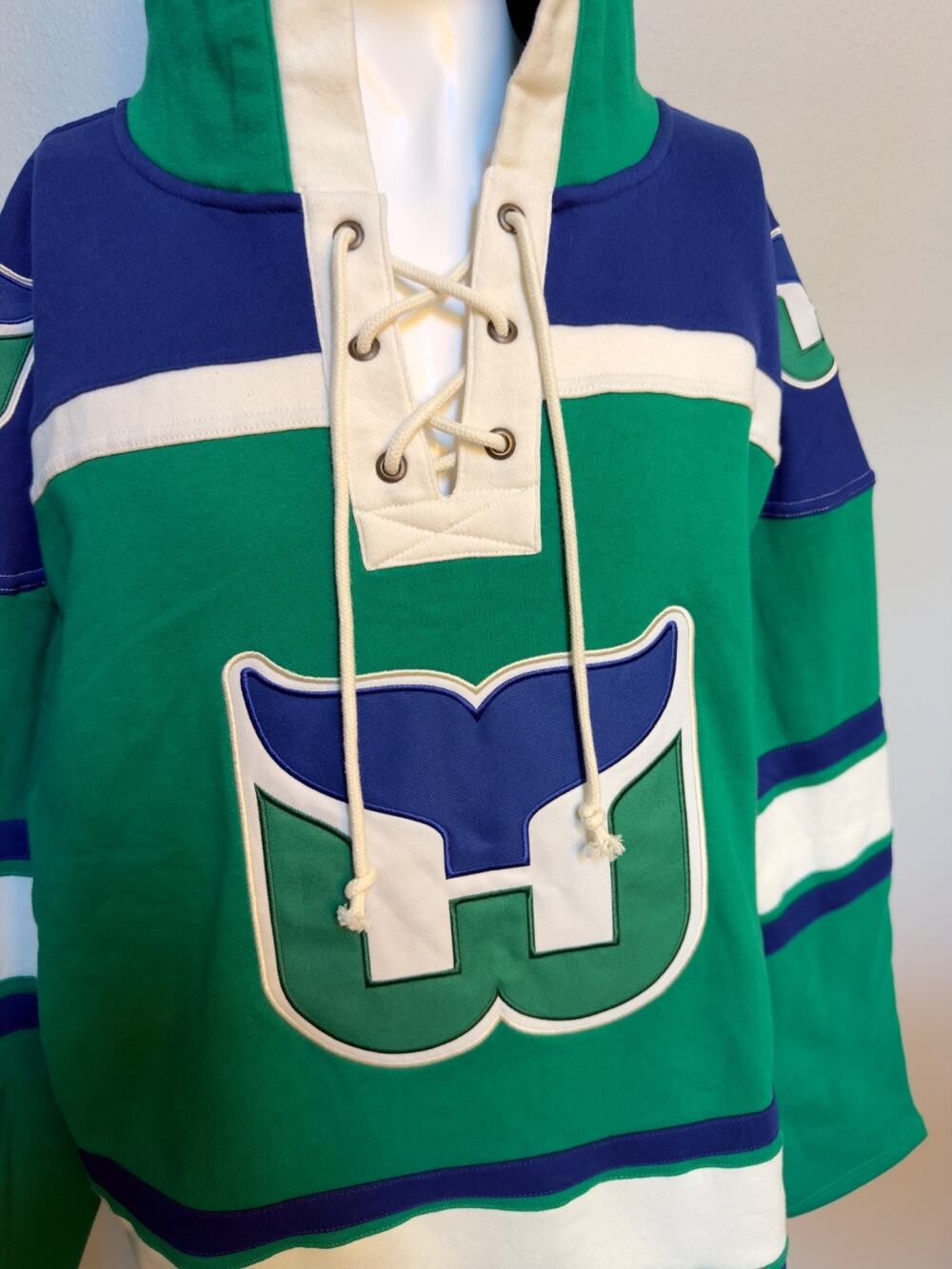 NHL Hartford Whalers '47 Brand Superior Lacer Hoodie Green Jersey Sweatshirt XL